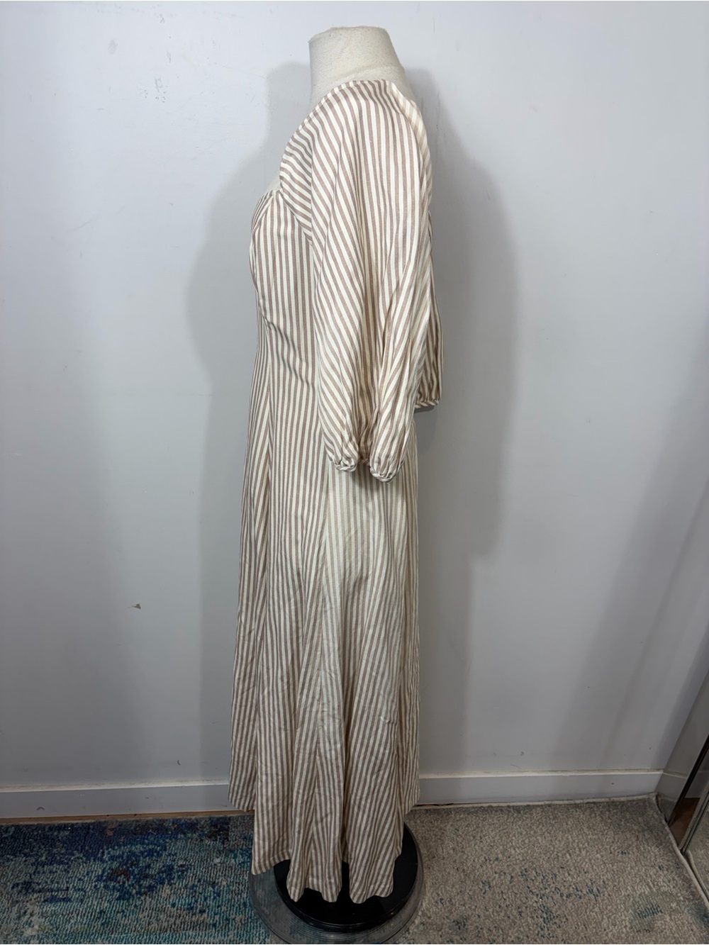 Mara Hoffman Striped Linen Blend Puff Sleeve Maxi Dress Size 2 - Picture 7 of 11